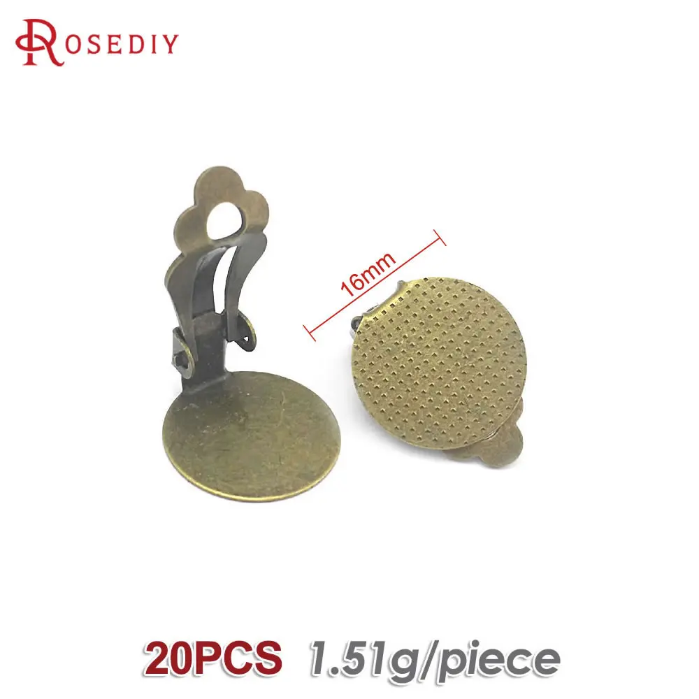 18K Goud Kleur Platte Maat 9MM 10MM 12MM 15MM 16MM 18MM Messing Platte Stok oorbellen Clip Diy Sieraden Maken Oorbellen Accessoires
