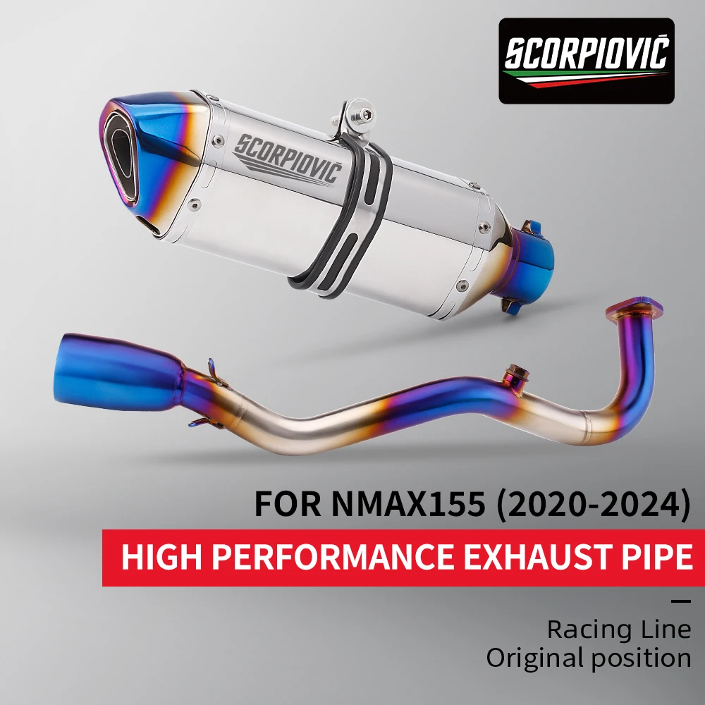 NMAX155 دراجة نارية العادم الجبهة ماسورة من الفولاذ المقاوم للصدأ الرقبة مناسبة ل NMAX155 MAX155 370 مللي متر نظام مجموعة 2020-2024