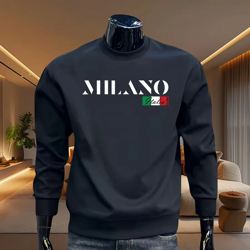

Italia Fashion O-neck Hoodies for Men Spring Autumn Daily Casual Warm Long Sleeve Pullover High Quality Male Urban Trend Sweater