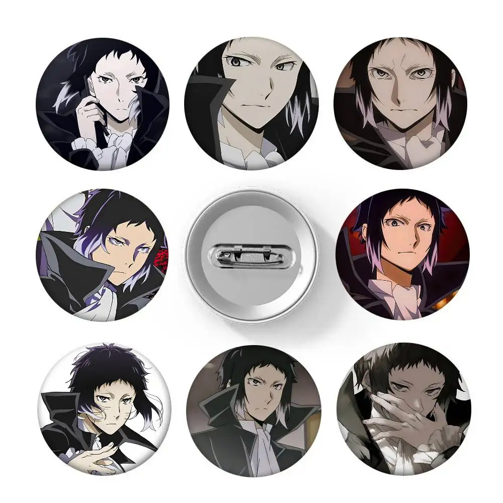 1 Stück Ryunosuke Akutagawa Abzeichen im Cartoon-Stil, Broschen für Rucksackdekoration, runde Emaille-Pins für Accessoires