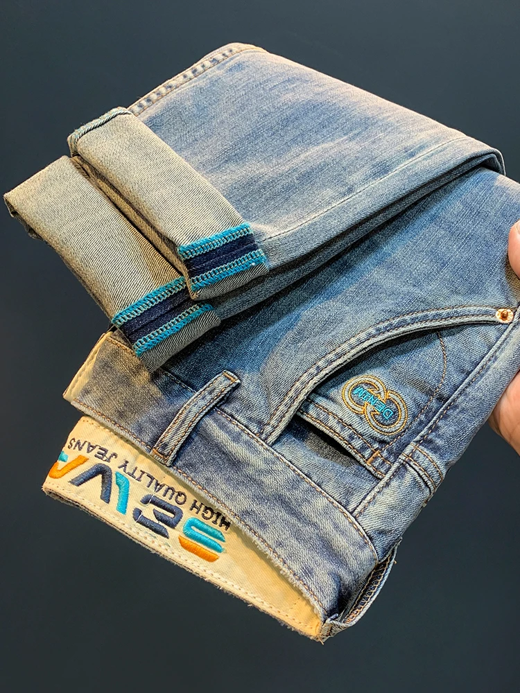 Summer Slim Fashion Jeans for Men's 2024 New Heavy Industry Embroidered Casual Slimming Harlan Pants