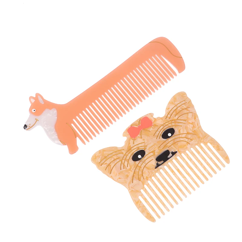 大きな歯の子犬のデザインの櫛,アセテートの理髪の櫛,帯電防止マッサージヘアブラシ,カラフルなスタイリングツール,かわいい