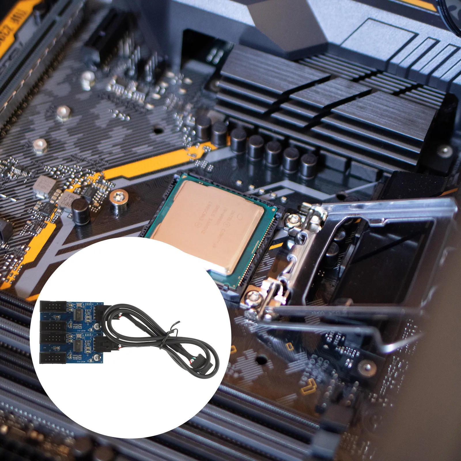 

Usb2.0 Hub Converter 4-Port 9-Pin Motherboard Extension Adapter Computer Accessory Splitter Shielded Cable