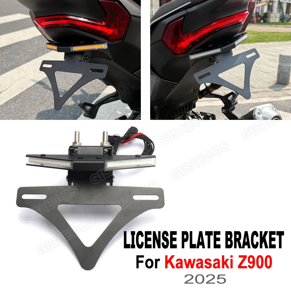 

New Motorcycle Brake Turn Signals Integrated LED Lights License Plate Bracket For Kawasaki Z900 Z 900 2025