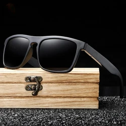 Polarized 100% Natural Wooden Sunglass Frame Bamboo Black Sunglasses Men's UV Protection Luxury Vintage Sunglasses