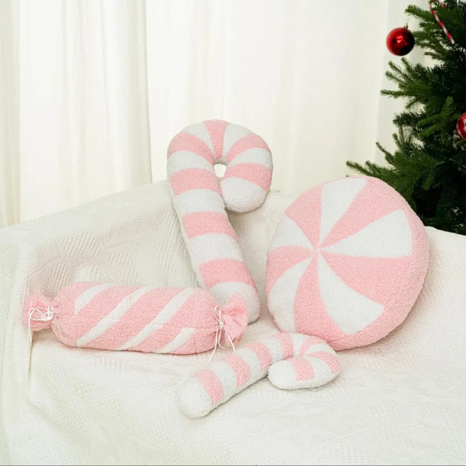

Hot Item Christmas Pink Candy Cane Pillow Cushion Pillow Christmas Cane Pillow Plush Toy Ornament Decoration