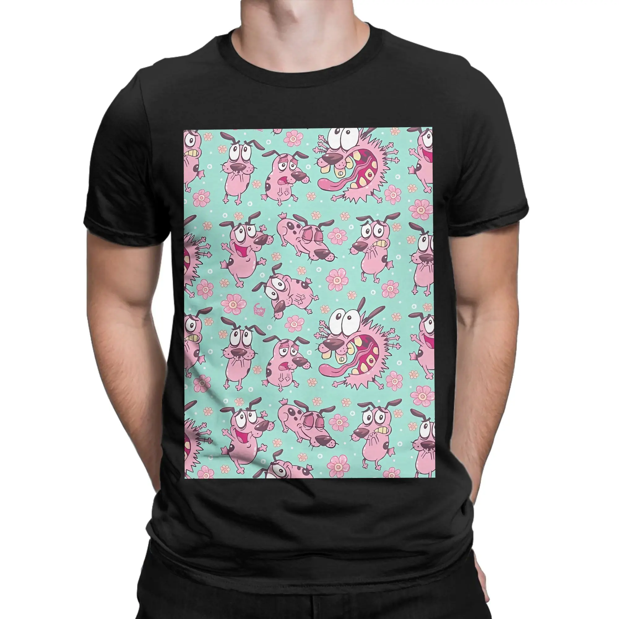 cCourage The Cowardly Dog Emote Novelty 100% Cotton T-Shirt cCourage the Cowardly Dog Tees Tops For Men