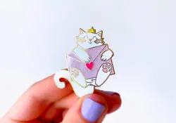 Cute little white cat and it's LOVE LETTER Hard enamel pin
