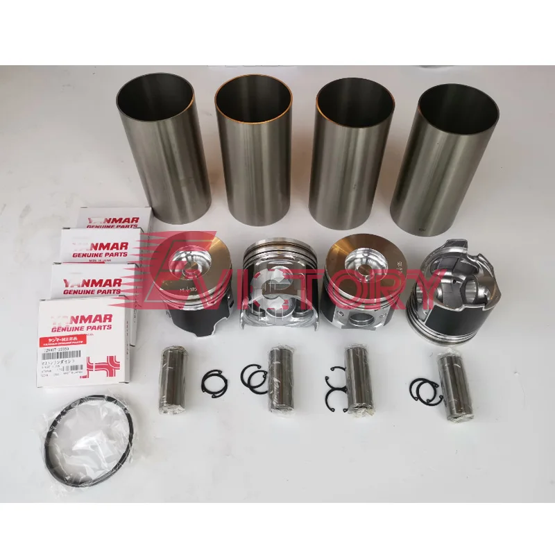 For Yanmar 4TNV98 4TNV98T rebuild kit + cylinder liner + crankshaft conrod bearing + piston + ring + full gasket kit