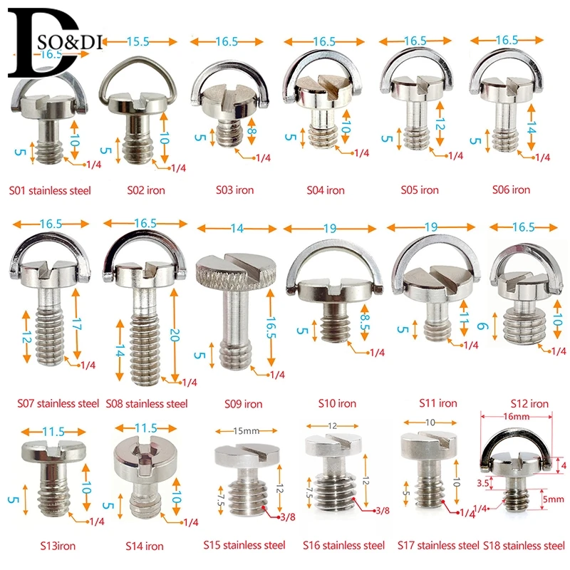 Quick Release Plate Adapter Screw 1/4 inch D-ring Camera mount Screw for Tripod Monopod Ballhead Dslr Photo Photography Fixed