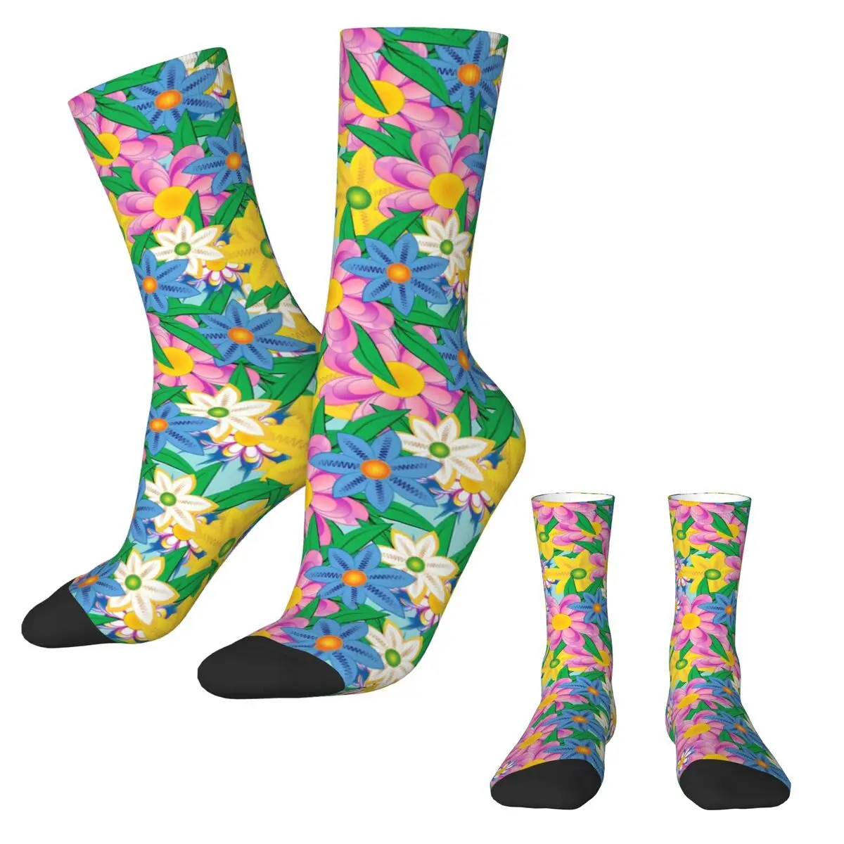 Flower Power Print Stockings Men Ditsy Floral Socks Soft Breathable Modern Socks Winter Running Sports Anti Skid Socks Gift