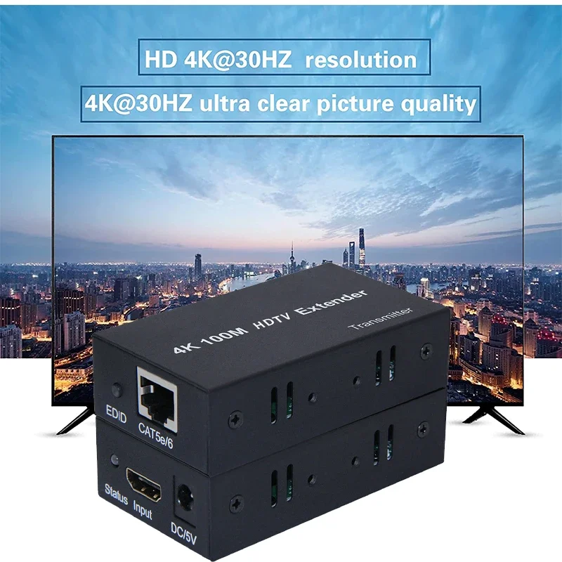 4K HDMI удлинитель 100 м футов более Cat5e Cat6 Rj45 кабель HDMI к RJ45 Ethernet удлинитель передачи для ПК ноутбуков PS4/5 HDTV мониторов