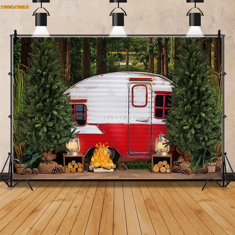 SHUOZHIKE Christmas Tree Window Wreath Photography Backdrop Wooden Doors Snowman Cinema Pine New Year Background Prop ANT-06