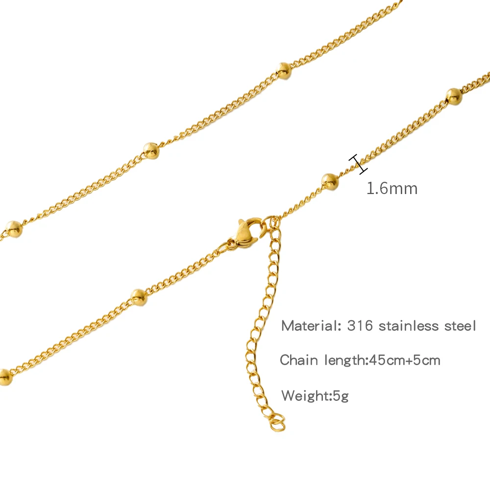 HIYEE Edelstahl Schlange Ball Stick O Form Perlen Seil Link Kette Halskette für Frauen Schmuck Geschenk Gold Farbe Diy Zubehör