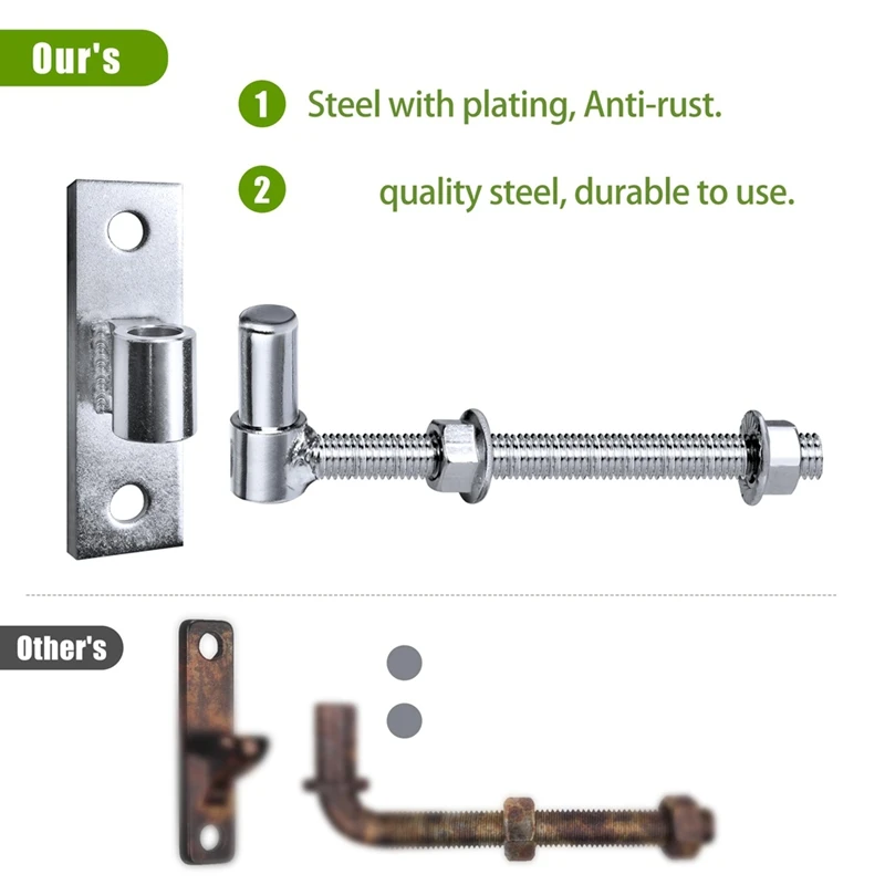 Gate Hinges Heavy Duty Wood Fence,J Bolt Gate Hinge For Wood Fence,Steel Welded Hinge For Farm Gate, 6 Inch 2Pack