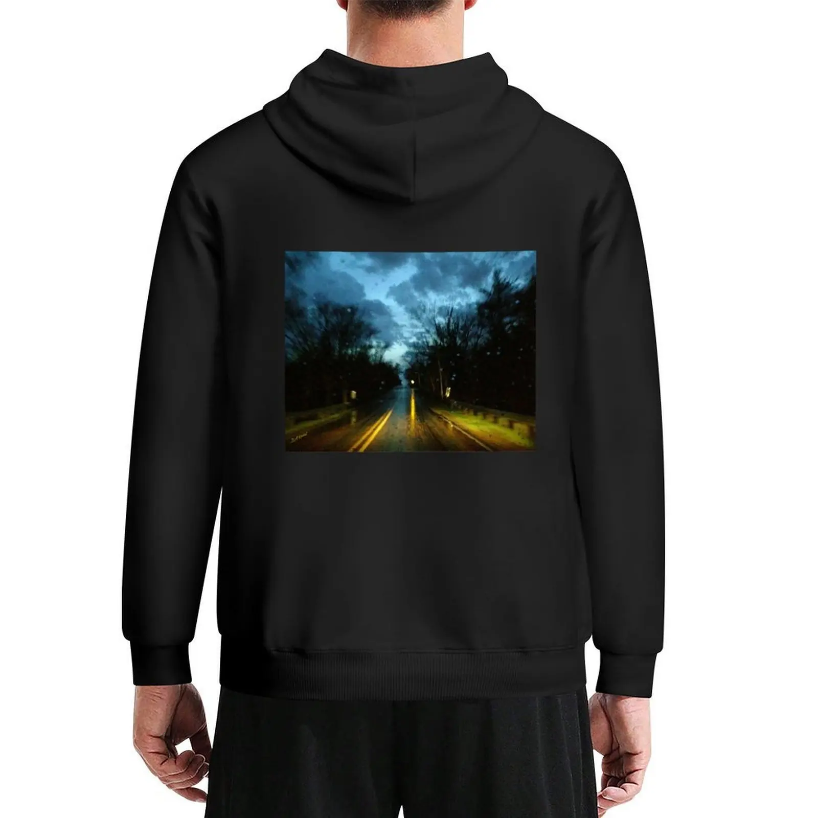 

Dark Rainy Road Hoodie men's autumn clothes mens designer clothes anime clothing aesthetic clothing designer hoodies