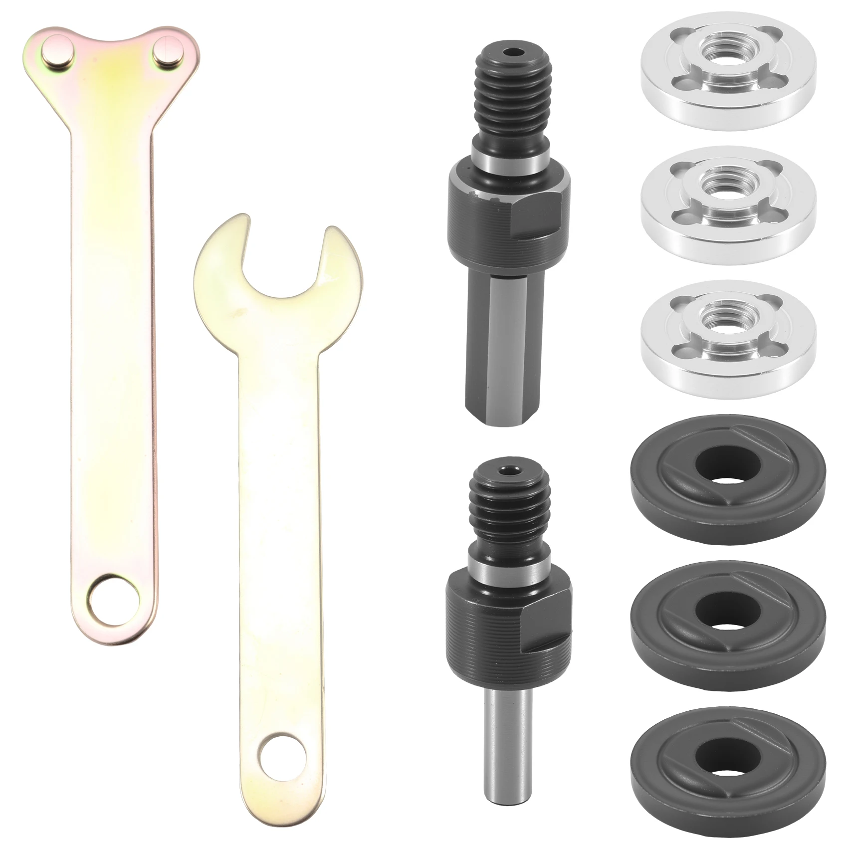 A44I-Drill Angle Grinder Adapter With Flange Nut Parts Set,3 Set Replacement Grinder Flange Nuts And Wrench Conversion Tool