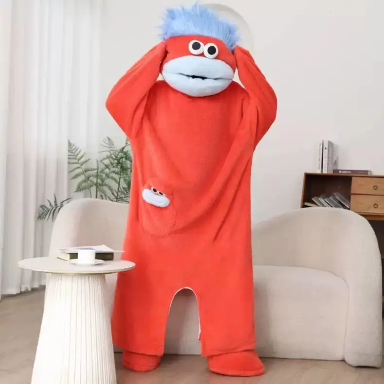 Cartoon Big Mouth Monster Grappig gekke paar Onesies Winter verdikte koraalfleece homewear pyjama's voor mannen en vrouwen