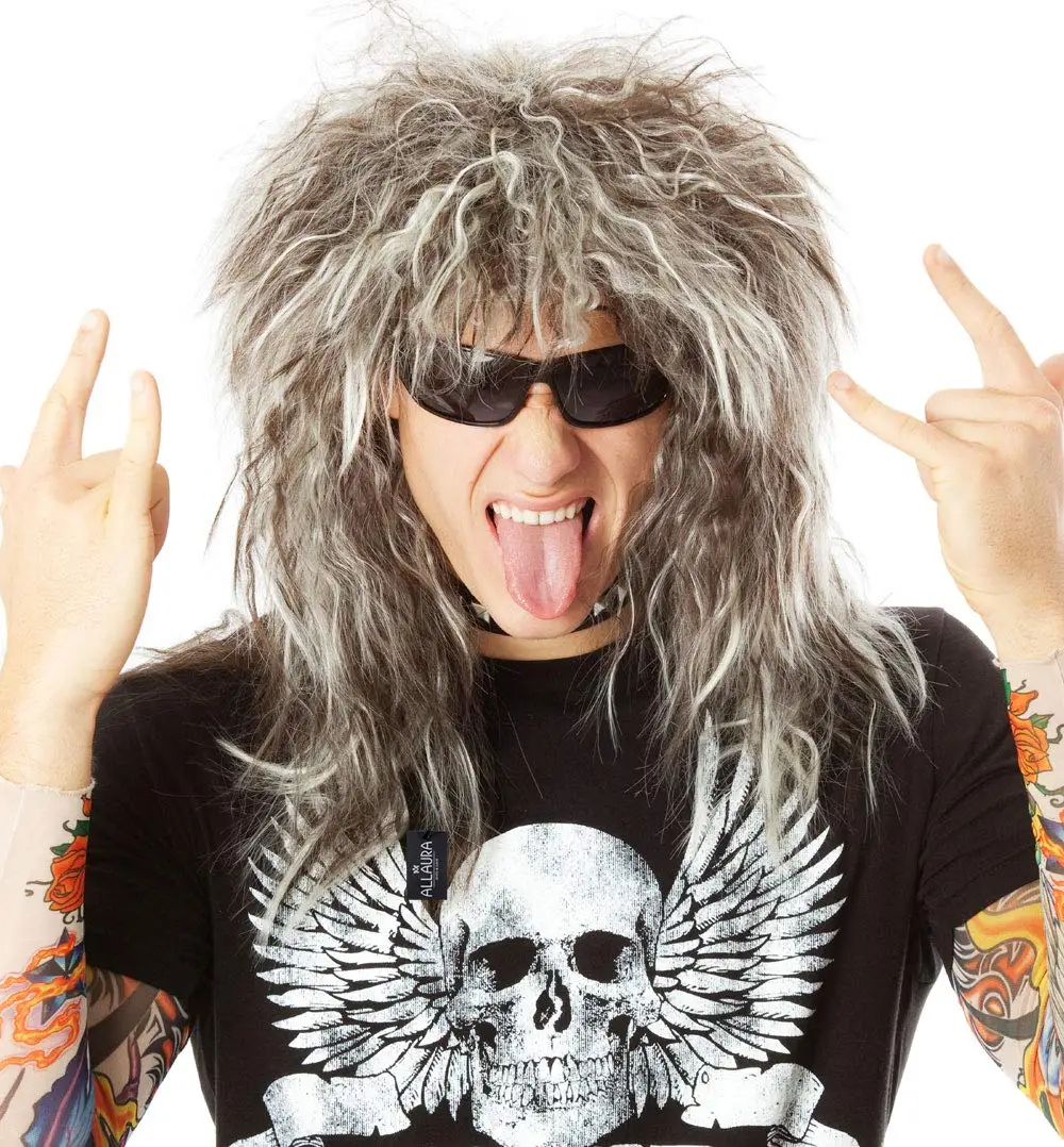 

70s 80s Rocker Wigs Rockstar Mullet Wig Heavy Metal HairWig Rock Star Wig Halloween Carnival Party Props for Men