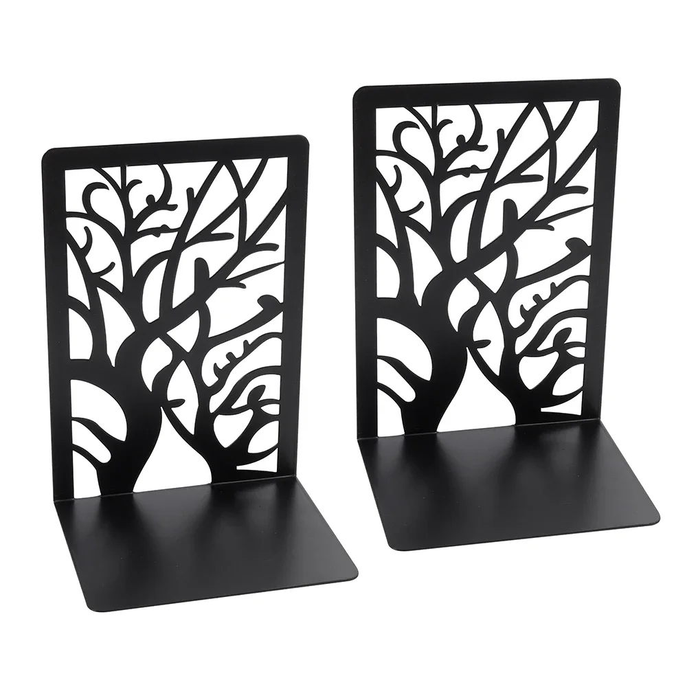 Exquisite Trees Shadow Bookends Metal Personality Desktop Ornament Office Studyroom Decorate Retractable Book Support Supplies