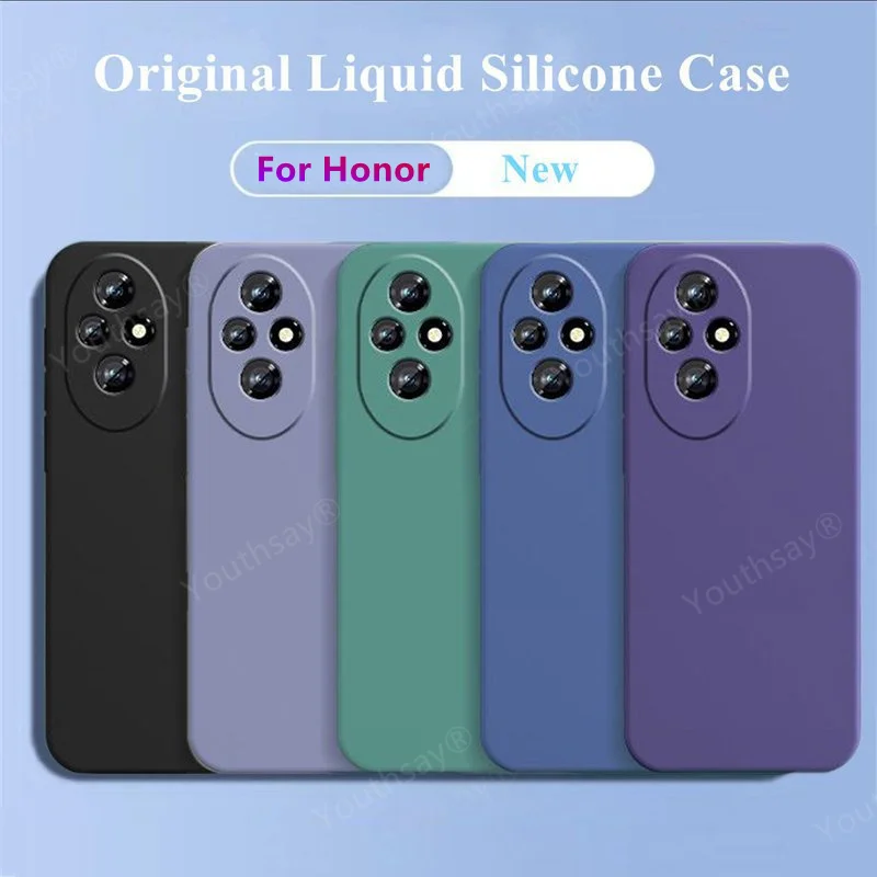 For Honor 200 Case Cover for Honor 200 Pro Fundas Coque Original Liquid Silicone Soft TPU Phone Bumper For Honor 200 Pro