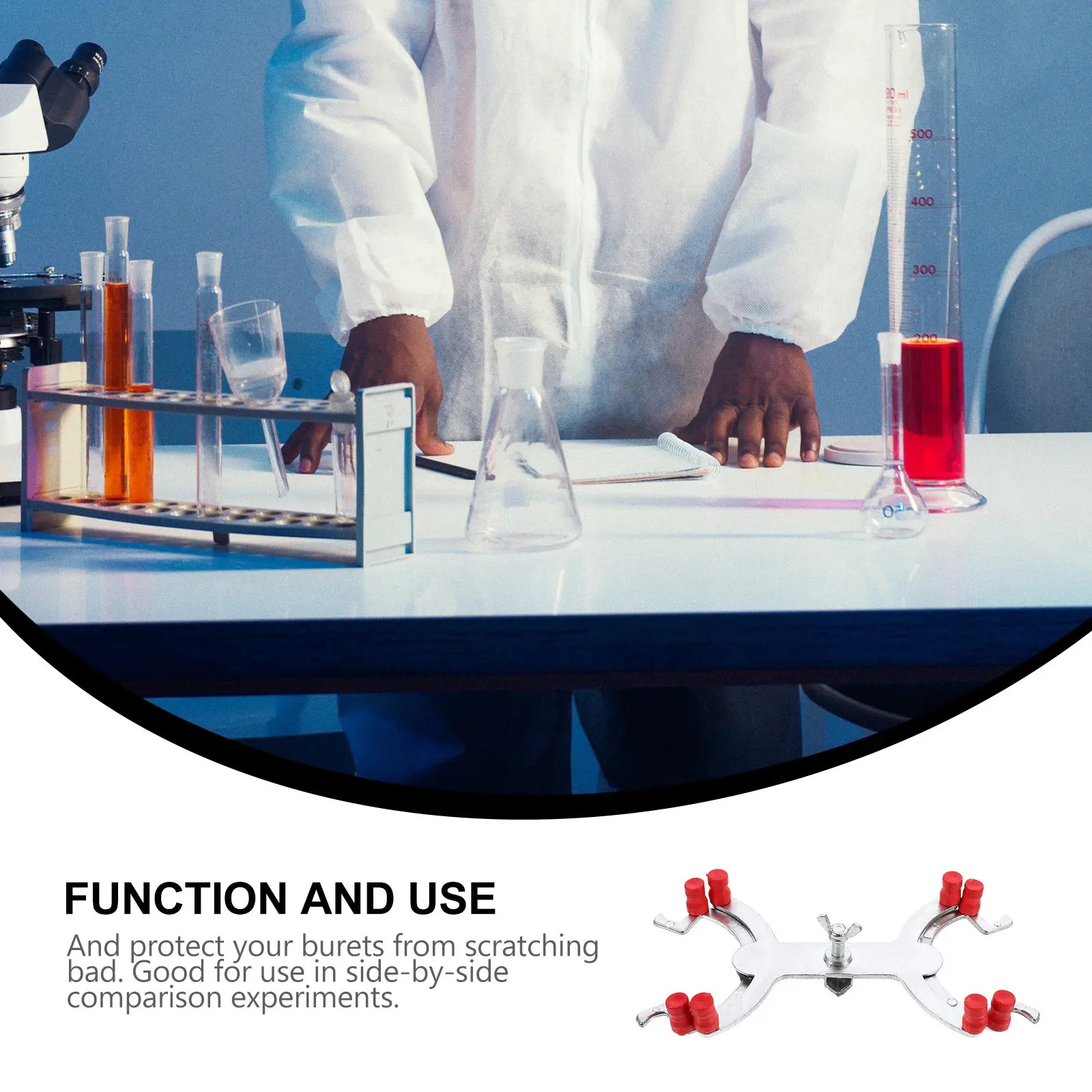

Laboratory Burette Clip Aluminum Titration Clamp for Experiment Fixing Accessories Non Obscuring Graduation Lines Safe Use