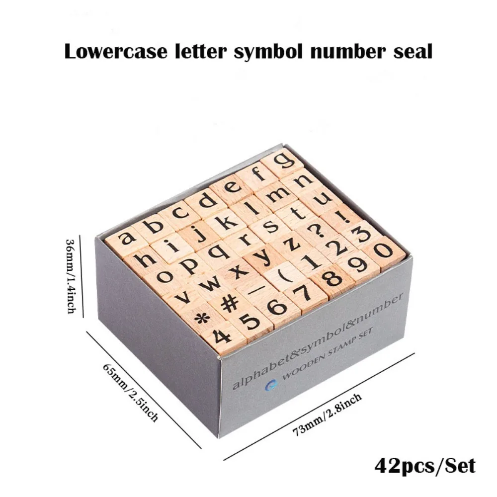 

42Pcs/Set Lightweight Mini Stamp Numbers Seals Wooden Clear Carving Geometric Figures Seals Multipurpose Letters Seals