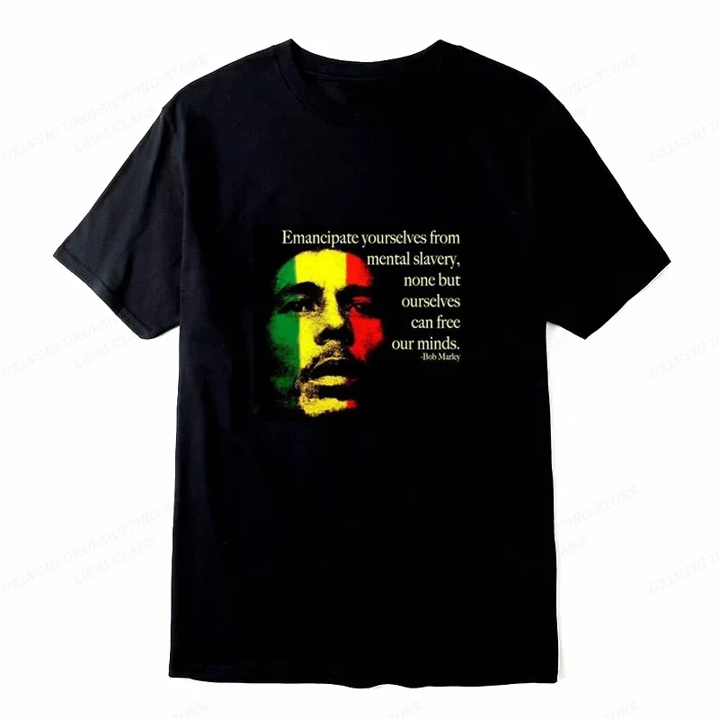 Rap Singer Bob Marley T-shirt Men\'s Fashion Cotton T-shirt Street Hip Hop Punk Top Women\'s Vintage T-shirt Solid Summer Clothing