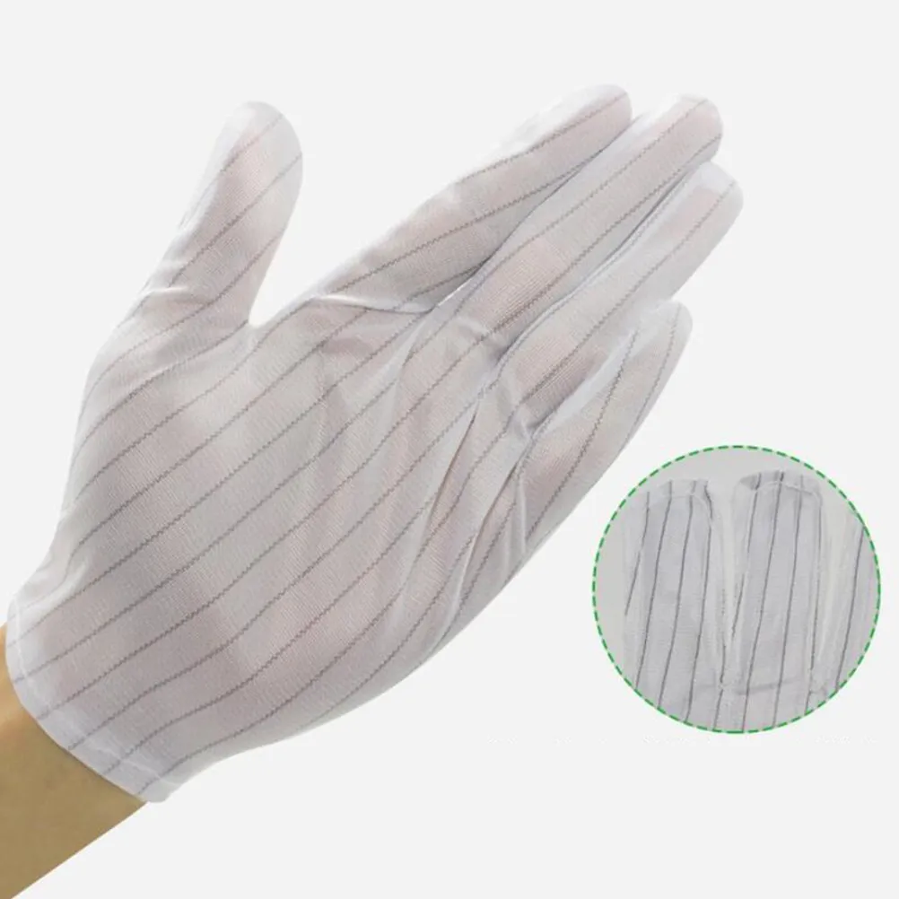 10Pair Anti-Static Gloves Stripe Lightweight Breathable Protective Gloves for Workshop Factory Workers Glove Hands