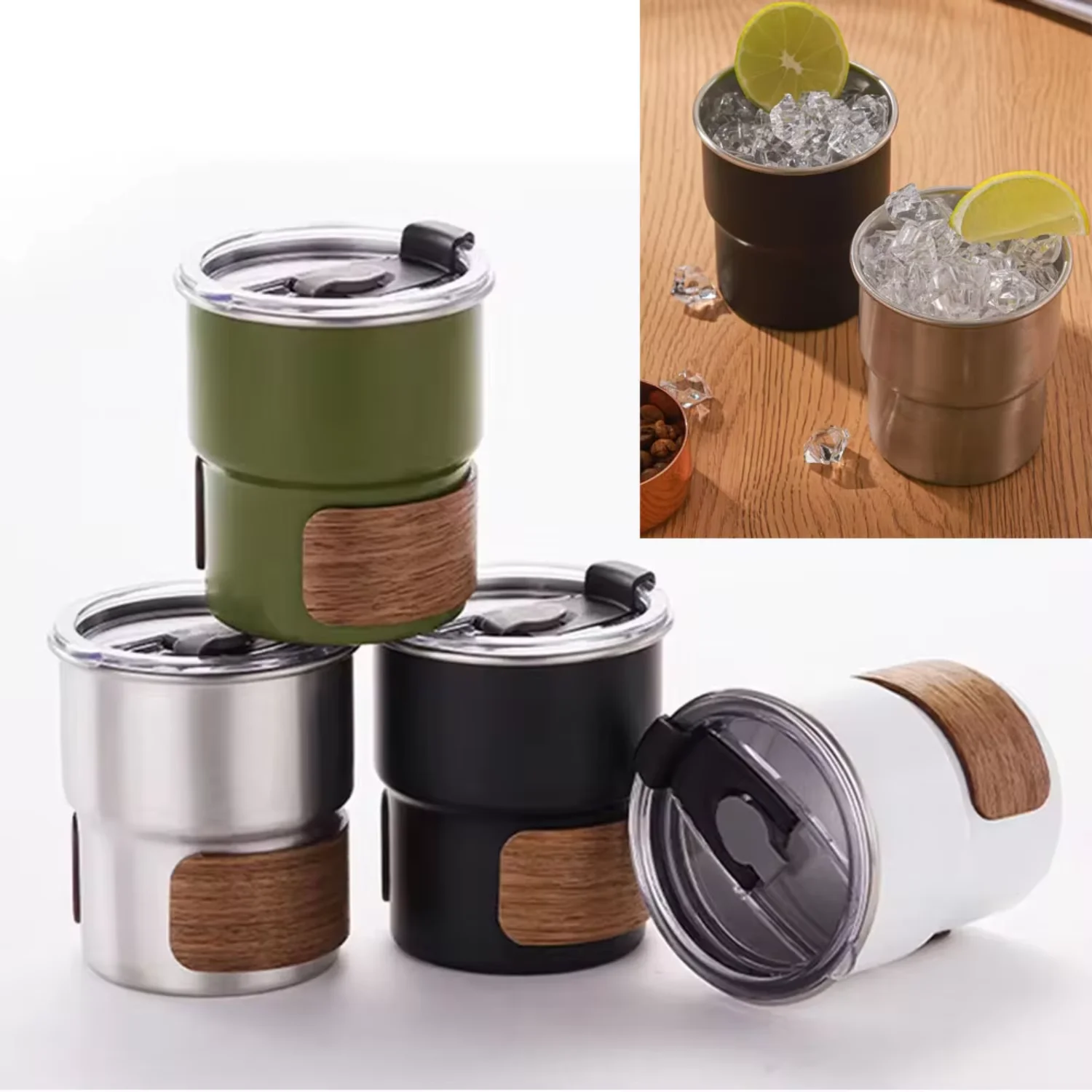 300ml Stainless Steel Coffee Mug With Lid Office Tea Cup Outdoor Picnic Camping Mug Travel Drinking Leak Proof Water Kettle