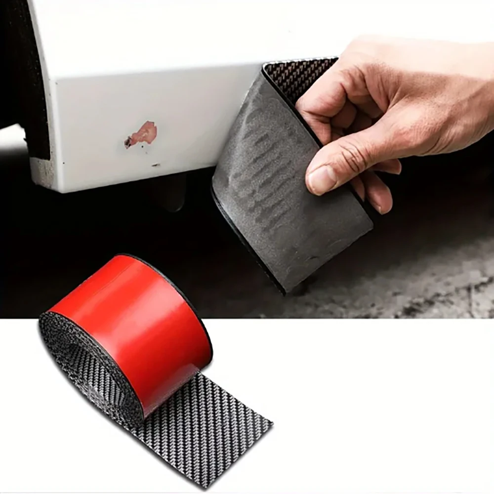 カーバンパーステッカー カーボンファイバー 車体用ビニール保護ステッカー ストリップ 傷防止フィルム 自動車 ドアエッジ スカッフプレート トランクプロテクター