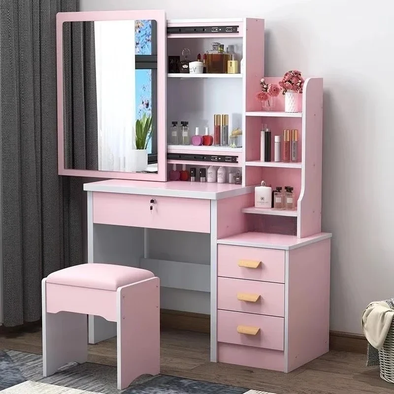 

Bedroom Chair Glass Powder Room Dresser with Light Emitting Diode Mirror and Light Drawer, Bedroom Dresser
