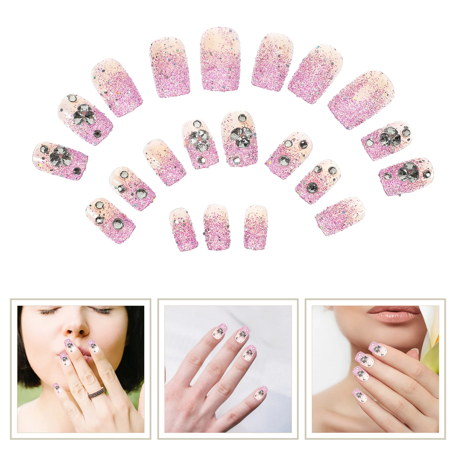 24 قطعة من الأظافر الصناعية اللامعة باللون الأرجواني والأظافر الاصطناعية الطبيعية ذات الغطاء الكامل للنساء وحفلات الزفاف والحفلات الراقصة والأظافر المزيفة