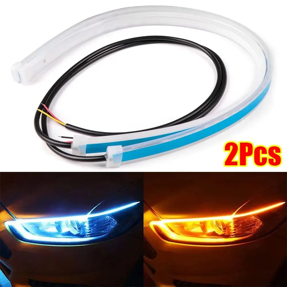 

1/2Pcs New 30cm DRL LED Strip RGB Universal Auto Headlights 12V Turn Signal