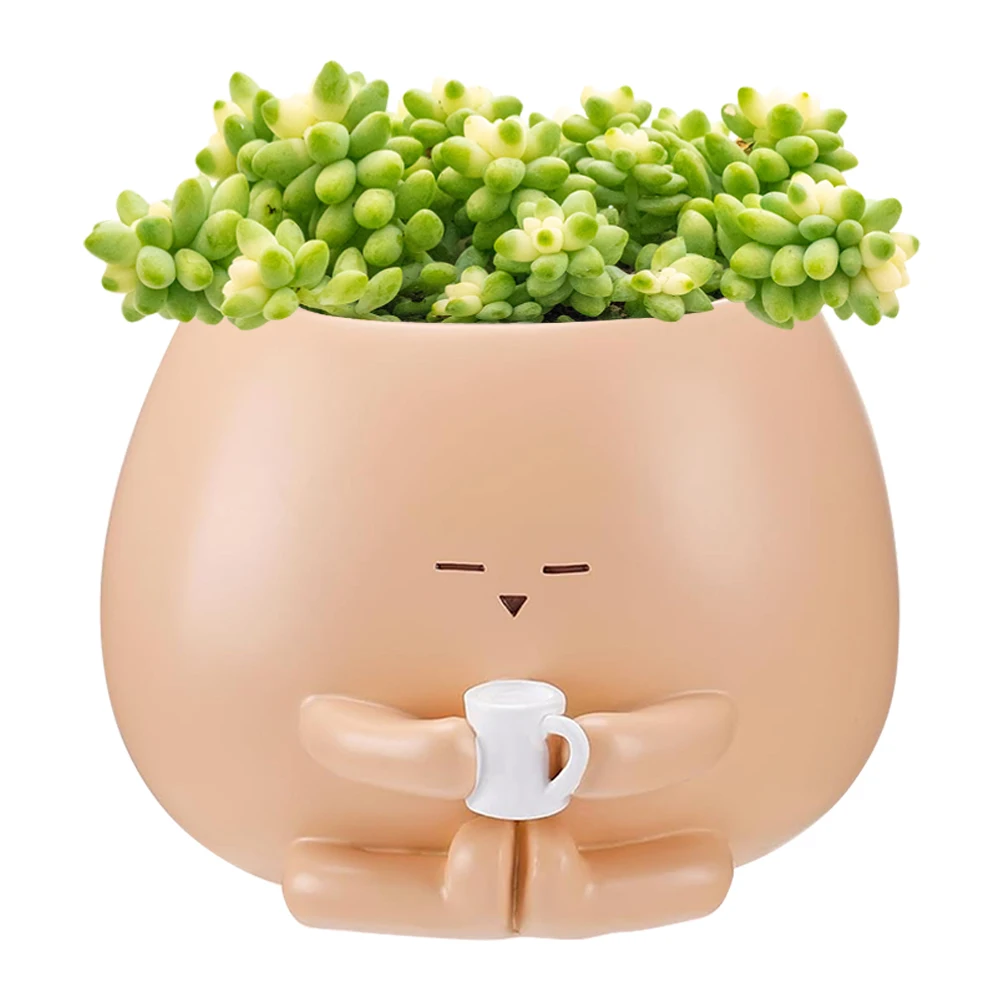 الراتنج عقد كوب الشكل أواني الزهور متعددة الوظائف الجلوس تصميم بونساي الأواني العصارية الصغيرة لحديقة المنزل فناء مكتب