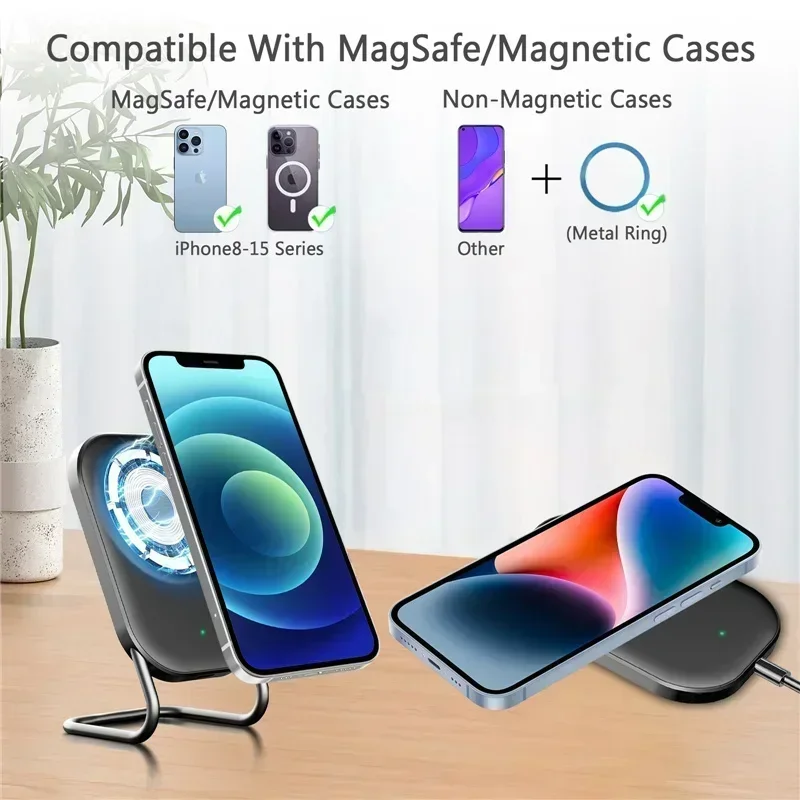 

Magnetic Wireless Charger Stand Fast Charging Pad for iPhone 15 14 13 12 Pro Airpods Macsafe Phone Chargers Holder Dock Station