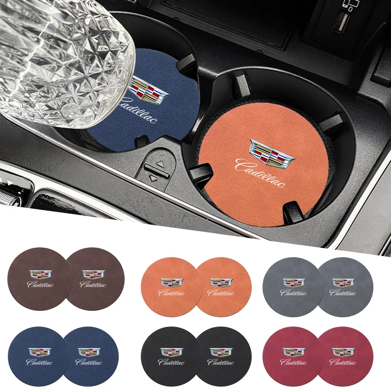 

Нескользящий коврик-подстаканник из замши для автомобиля с логотипом Cadillac: Escalade, CTS, ATS, SRX, XTS, XT5, STS, CT5, CT6, BLS, XLR