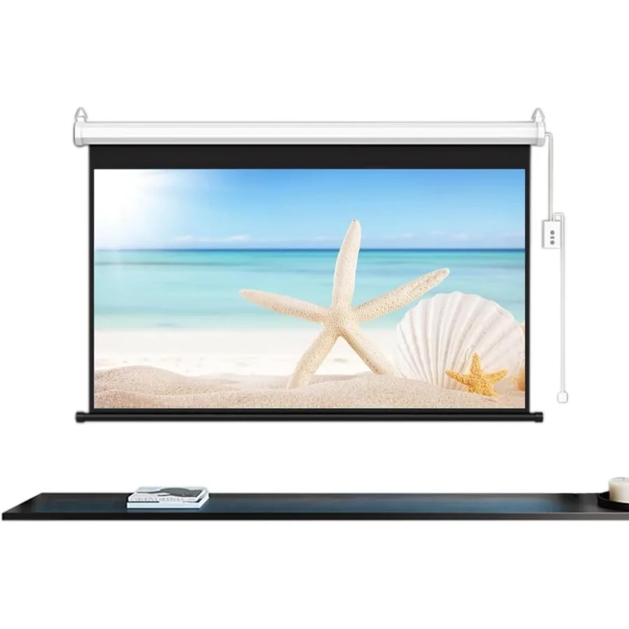 60 Motorized Projector Screen - 72 4k Hd Electric Screen, Automatic Retractable with Remote, Ideal for Indoor and Outdoor Movie
