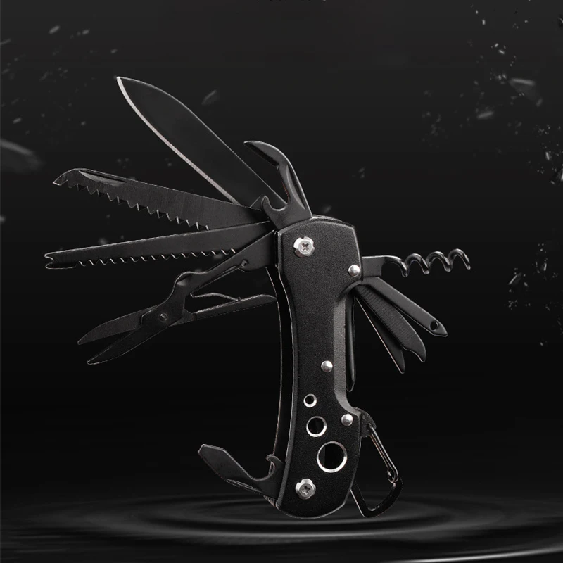 Multifunctional Scissors Swiss Army Knife Outdoor Camping EDC Gadget Folding Scissors Key Chain Fruit Knife CombinationTool