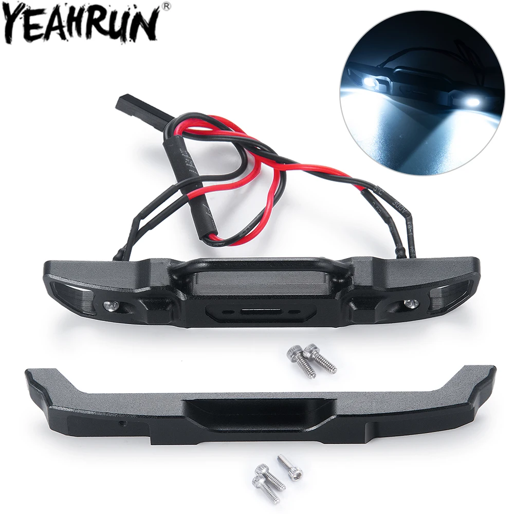 YEAHRUN Metal Front & Rear Bumper with Lights for Axial SCX24 Ford AXI00006 1/24 RC Crawler Car Upgrade Parts