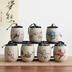 1PC Small Ceramic Home Ganoderma Lucidum Tea Coffee Beans Biscuits Candy Sealed Cans Pill Powder Ceramic Storage Tank