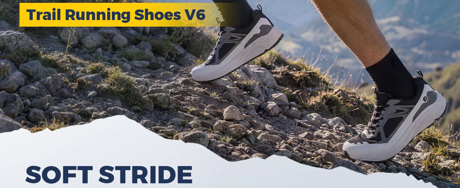 Fitville Herren Trail-Laufschuhe mit breiter Zehenbox, Sportschuhe, atmungsaktiv, mit Dämpfung, Outdoor-Wanderschuhe für Herren, mit Fußgewölbestütze – Detail 4