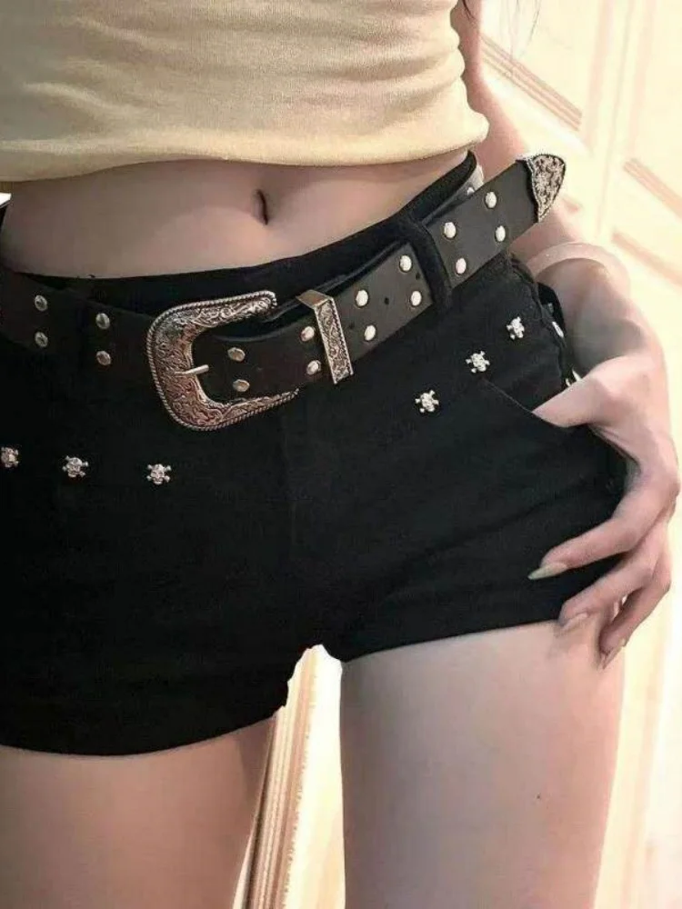 

American Style Retro Low Waist Denim Super Short Pants Women Summer New Large Size Elastic Butt Covering Jeans MM Hot Girls