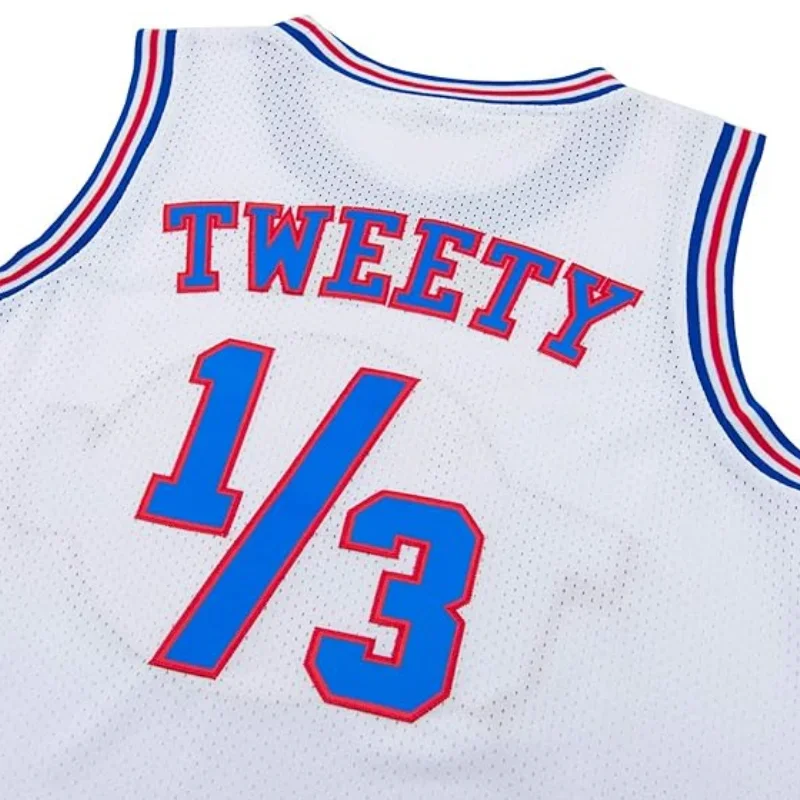 Movie Space Jam #1/3 TWEETY Cosplay Tune Squad Bunny Basketball Jersey Halloween Shirts for Party White/Black S-3XL