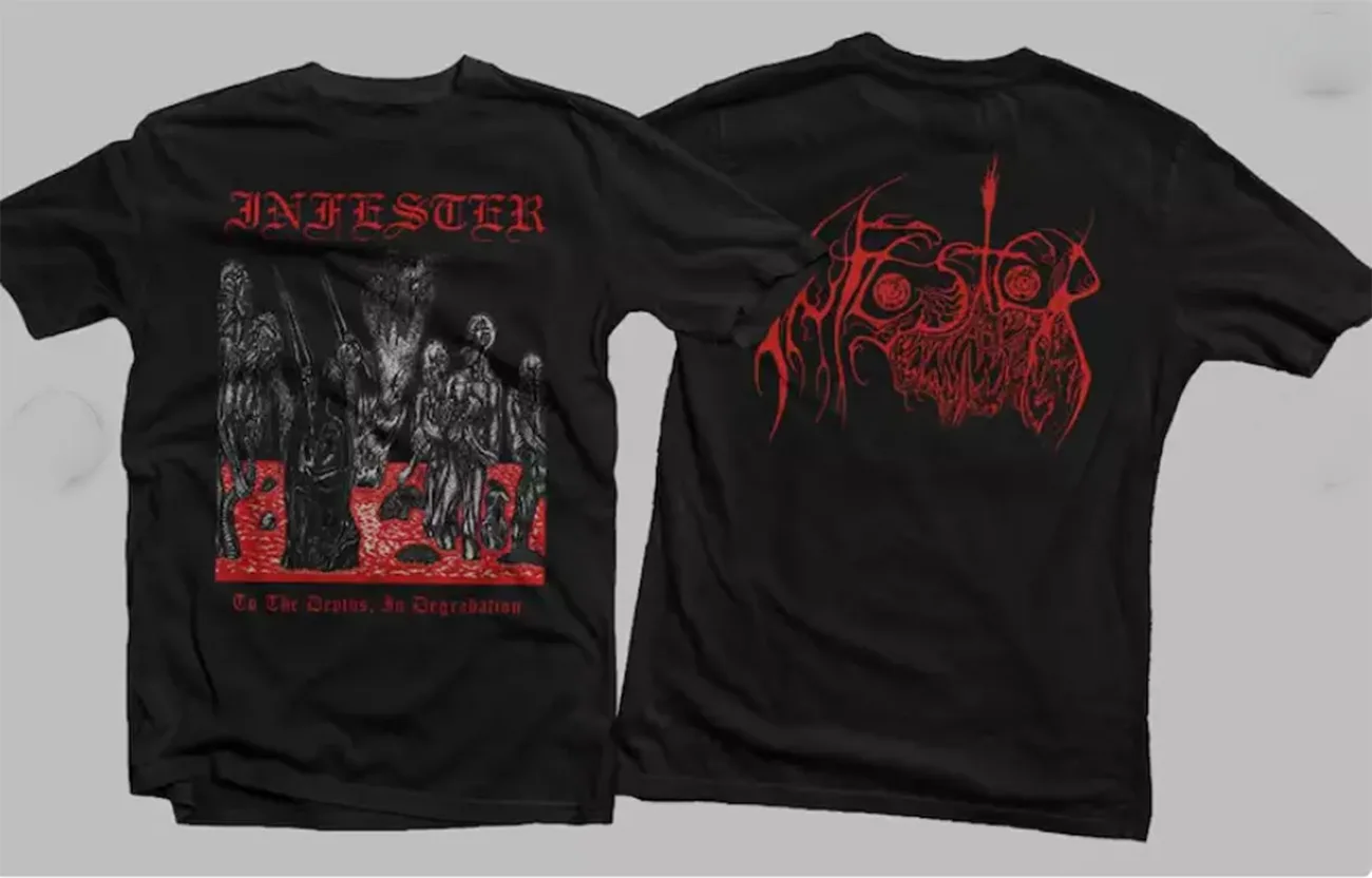 INFESTER Band T Shirt Black Cotton men And Women 2 Side EG718