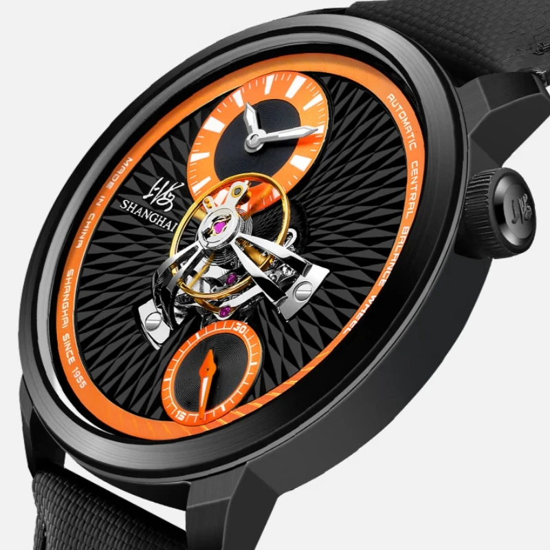 Shanghai Watch Sky Dome Men's Automatic Watches 42mm Center Flywheel Mechanical Wristwatch 5Bar Waterproof Watches Reloje S2101 view 3