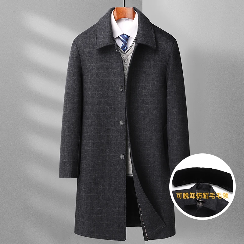 Gabardina de lana de alta calidad para hombre, chaqueta gruesa y cálida de talla completa, a la moda, para otoño e invierno, 2023, M-4XL