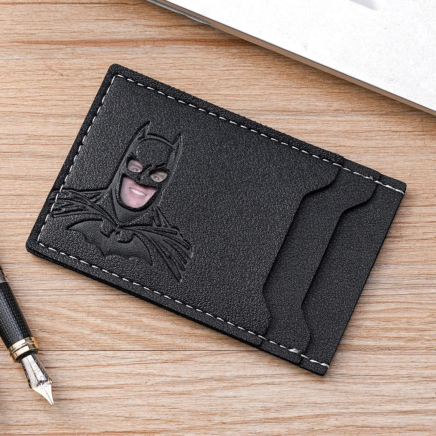 Anime Superhero Bruce Wayne Batman PU Leather Hollow‑Out Card Holder Unisex Style Portable ID License Wallet Unisex Style view 3