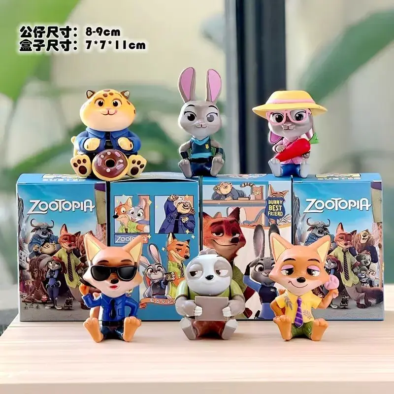 

Коллекционные фигурки Zootopia в слепых коробках, 8-9 см, милые персонажи Джуди Хоппс, Ник Вайлд, Флэш, Слоут, украшение для рабочего стола, подарок на день рождения для детей