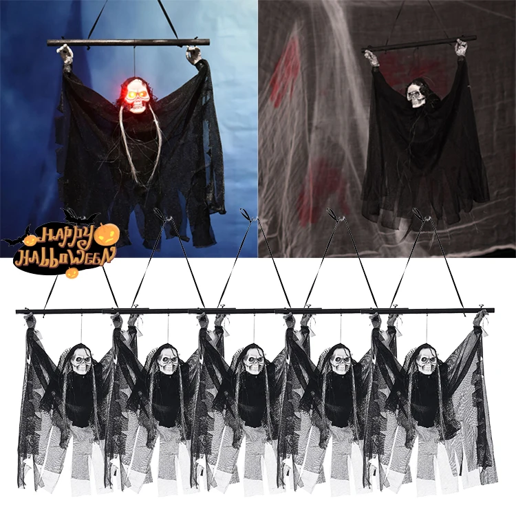 

Screaming Motorized Ghost Hanging Prop LED Glowing Skeleton Animated Bar Decor Halloween KTV Prank Motion Activated